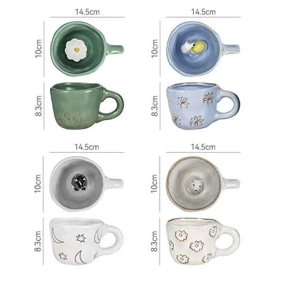 360ml Creative Cute Handmade 3D Snail Daisy Dog Cat Coffee Mugs Ceramic Funny Cartoon Animal Tea Milk Cups Unique Birthday Gift