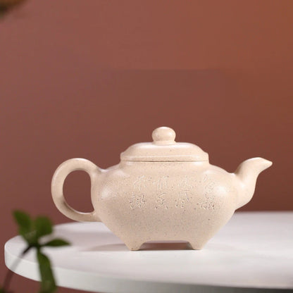 360ml Yixing Handmade Purple Clay Teapots Square Shape Tea Pot Raw Ore White Section Mud Kettle Chinese High-end Zisha Tea Set