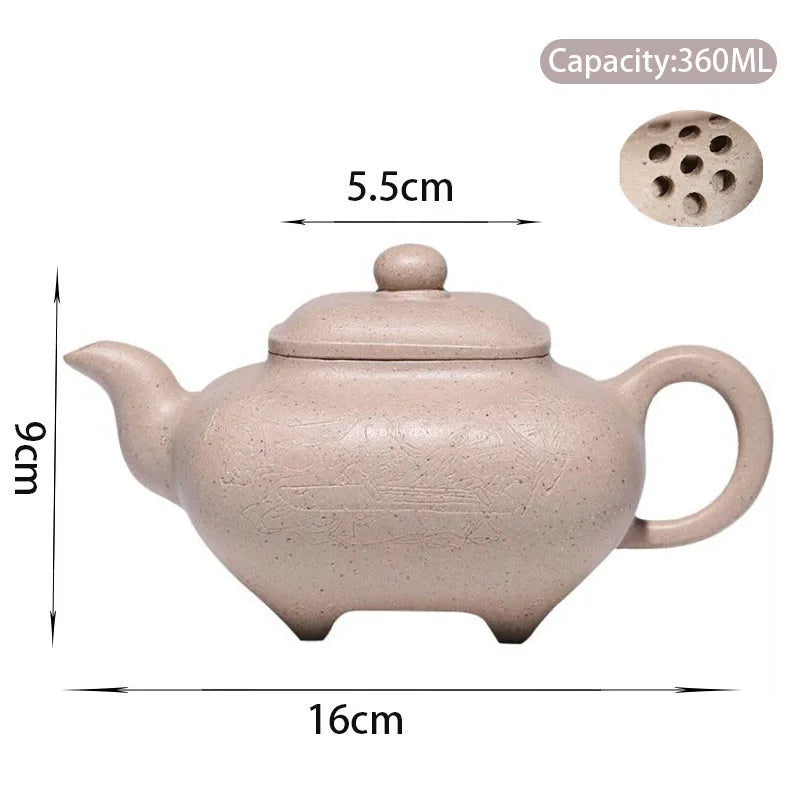 360ml Yixing Handmade Purple Clay Teapots Square Shape Tea Pot Raw Ore White Section Mud Kettle Chinese High-end Zisha Tea Set