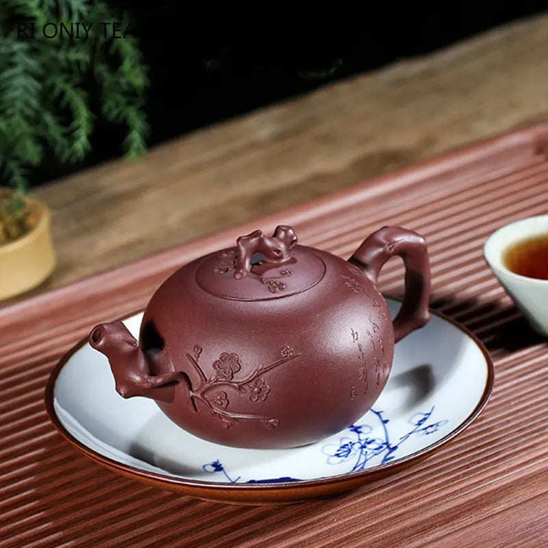 360ml Yixing Large Capacity Purple Clay Teapots Famous Handmade Plum Blossom Pattern Tea Pot Beauty Kettle Chinese Zisha Tea Set