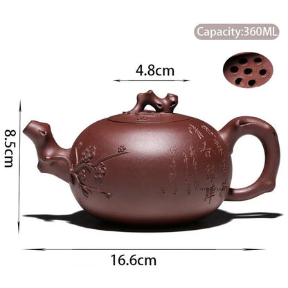 360ml Yixing Large Capacity Purple Clay Teapots Famous Handmade Plum Blossom Pattern Tea Pot Beauty Kettle Chinese Zisha Tea Set