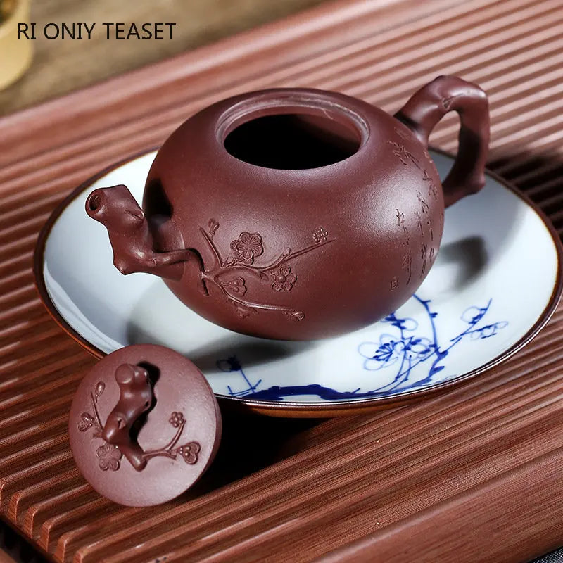 360ml Yixing Large Capacity Purple Clay Teapots Famous Handmade Plum Blossom Pattern Tea Pot Beauty Kettle Chinese Zisha Tea Set