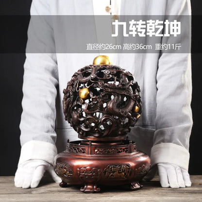 36CM - TOP efficacious Protection Footballer player Business GOOD luck FENG SHUI Mascot # home  QIAN KUN dragon bronze statue