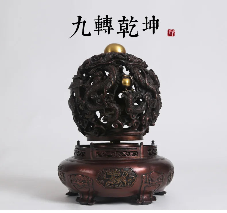 36CM - TOP efficacious Protection Footballer player Business GOOD luck FENG SHUI Mascot # home  QIAN KUN dragon bronze statue