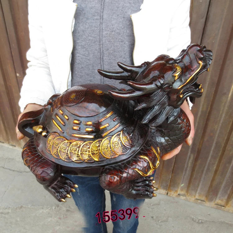 36CM large Huge # home Porch lobby efficacious Protection Mascot thriving business bronze dragon turtle BA GUA FENG SHUI art