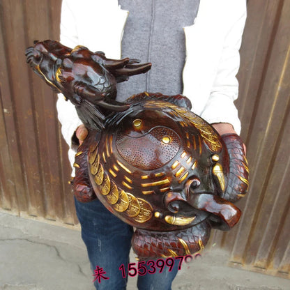 36CM large Huge # home Porch lobby efficacious Protection Mascot thriving business bronze dragon turtle BA GUA FENG SHUI art