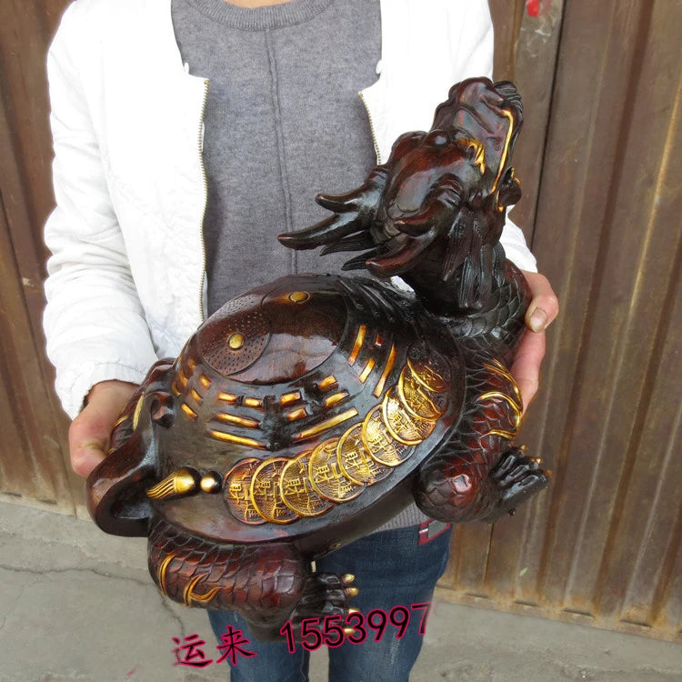 36CM large Huge # home Porch lobby efficacious Protection Mascot thriving business bronze dragon turtle BA GUA FENG SHUI art