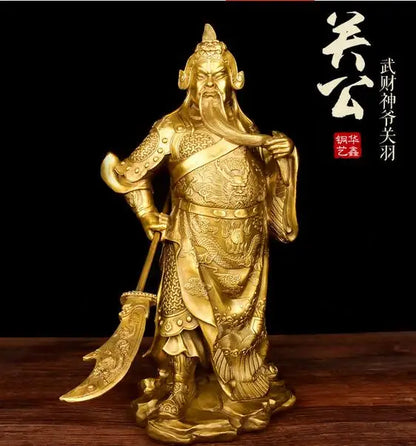 36CM #office home efficacious protective Talisman Protection # Money Drawing Martial god of wealth guan gong Guandi BRASS statue