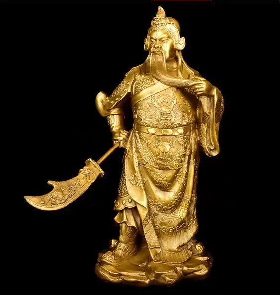 36CM #office home efficacious protective Talisman Protection # Money Drawing Martial god of wealth guan gong Guandi BRASS statue