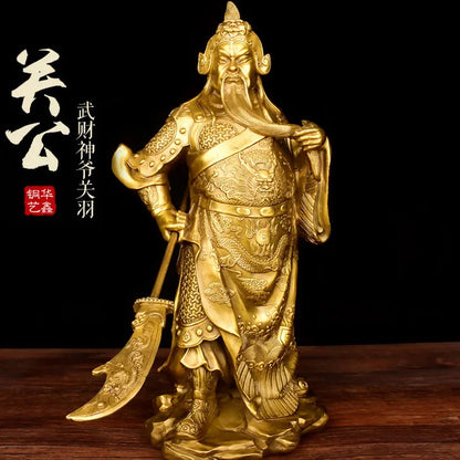 36CM #office home efficacious protective Talisman Protection # Money Drawing Martial god of wealth guan gong Guandi BRASS statue