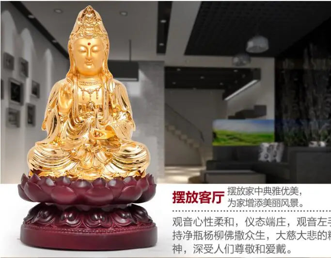 36CM tall # Buddhism HOME Safety Health luck Talisman #office shop efficacious Protection gilding Guanyin Bodhisattva Buddha