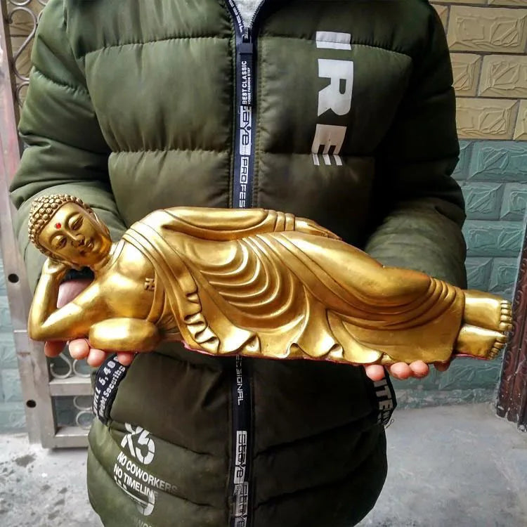 36cm Southeast Asia Thailand auspicious Sleeping Amitabha Buddha brass statue bless safety healty good luck bring money wealth