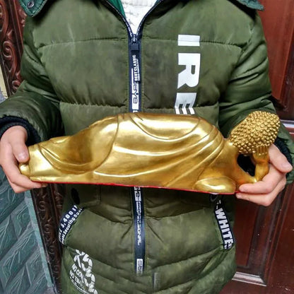 36cm Southeast Asia Thailand auspicious Sleeping Amitabha Buddha brass statue bless safety healty good luck bring money wealth