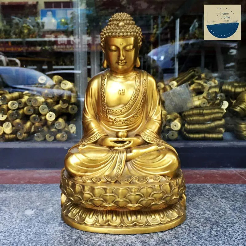 36cm large Buddhist bless family home Safety Health wealth efficacious Protection brass Tathagata Sakyamuni Buddha Amitabha