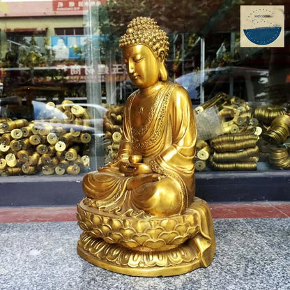 36cm large Buddhist bless family home Safety Health wealth efficacious Protection brass Tathagata Sakyamuni Buddha Amitabha