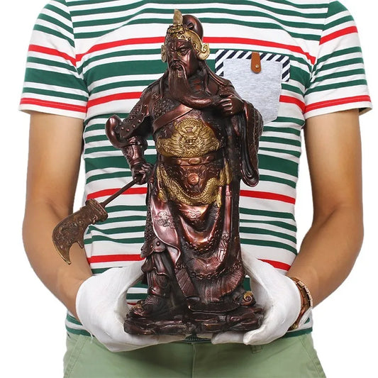 37 CM GOOD LUCK  home shop efficacious Talisman Protection Money Drawing Martial god of wealth guan gong Guandi brass statue