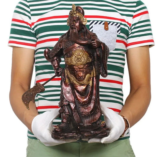 37 CM # office home shop efficacious Talisman Protection Money Drawing Martial god of wealth guan gong Guandi brass statue