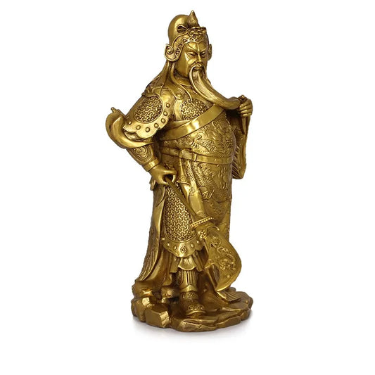 37 CM # office home shop efficacious Talisman Protection Money Drawing Martial god of wealth guan gong Guandi brass statue