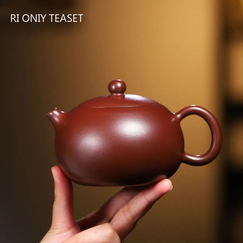 370ml Chinese Yixing Purple Clay Teapots Authentic Handmade Ball Hole Filter Xishi Tea Pot Raw Ore Kettle Famous Zisha Tea Set