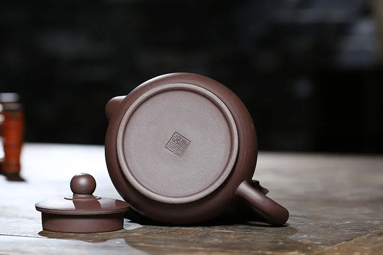 370ml authentic yixing zisha tea pot ball shaped infuser holes mountain river pattern carved pot marked engraved kungfu teapots