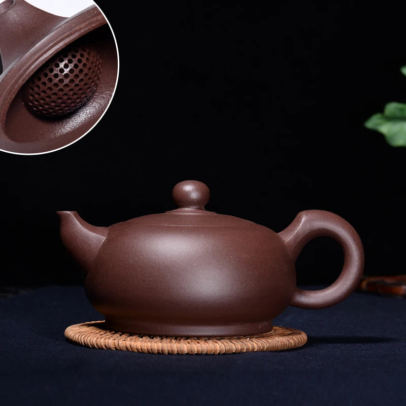 370ml authentic yixing zisha tea pot ball shaped infuser holes mountain river pattern carved pot marked engraved kungfu teapots