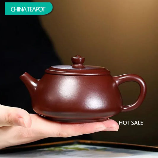200ml Chinese Yixing Purple Clay Teapot Handmade Stone Scoop Tea Pot Raw Ore Purple Vermilion Mud Kettle Authentic Zisha Tea Set