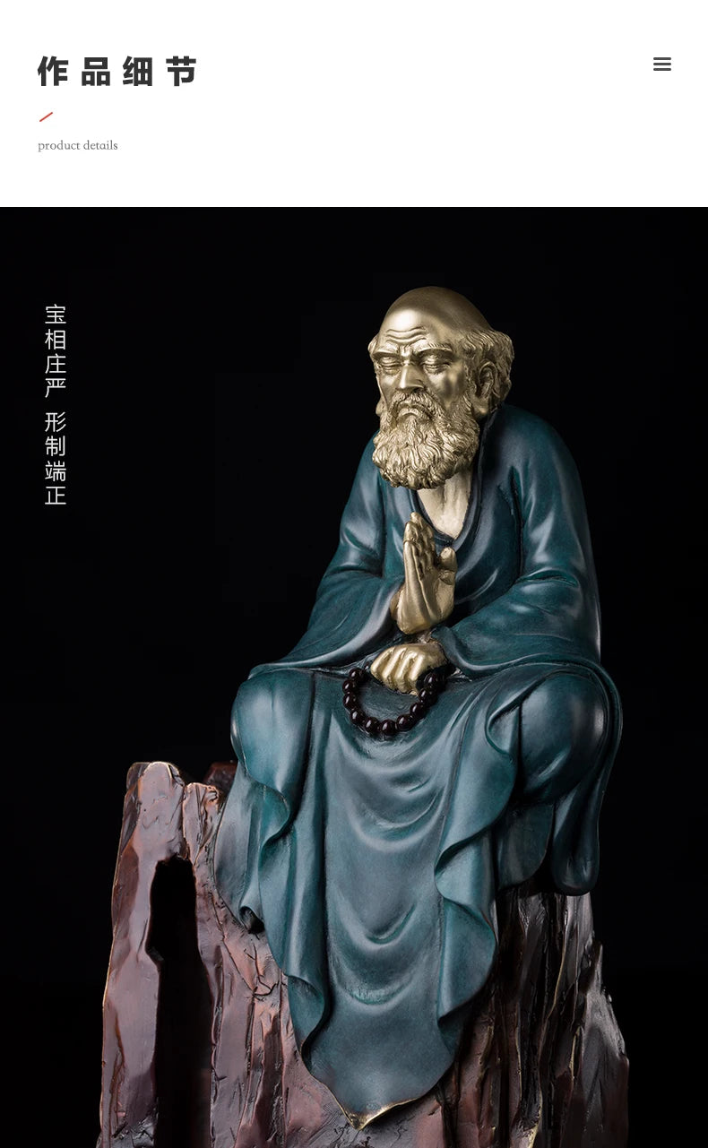37CM large  home office living room Elegant Chan Taoism art India Damo Master Bodhidharma Decorate Buddha statue brass Sculpture