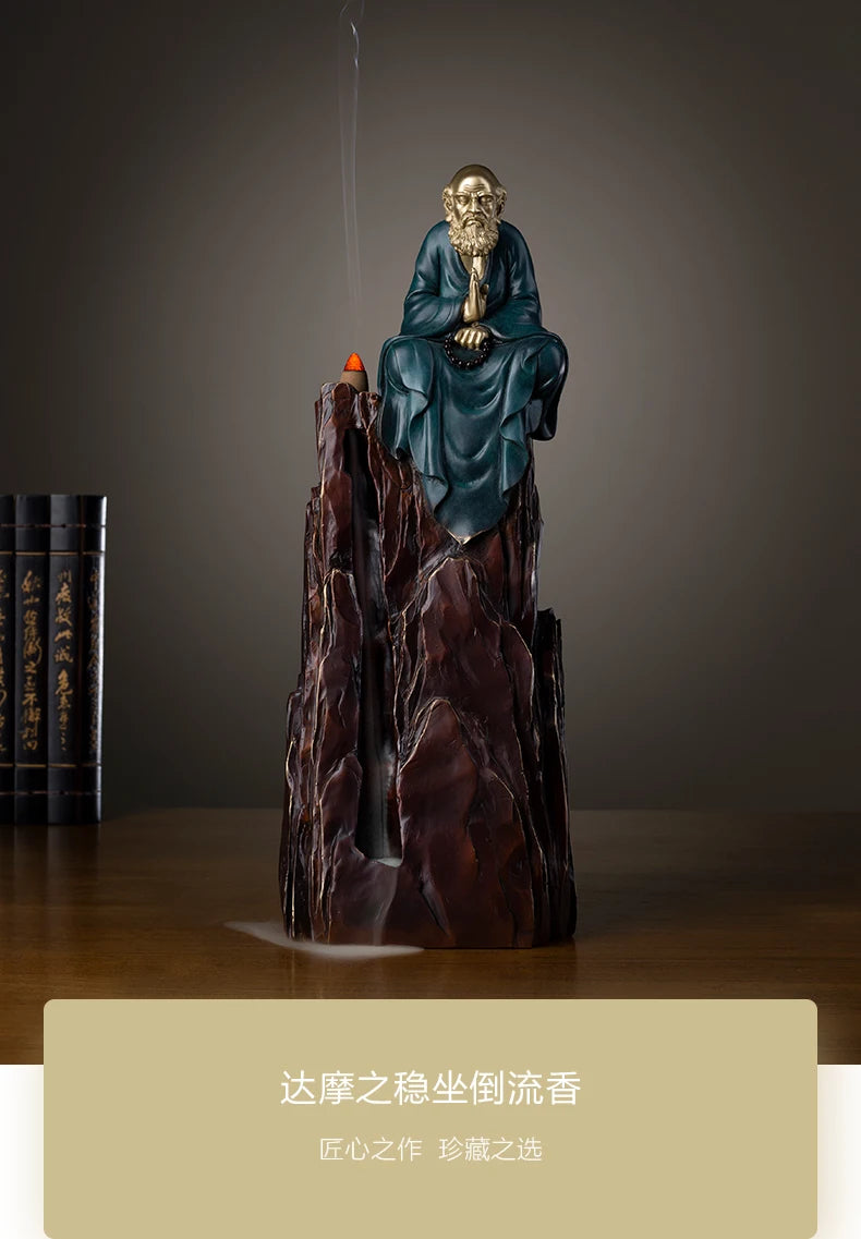 37CM large  home office living room Elegant Chan Taoism art India Damo Master Bodhidharma Decorate Buddha statue brass Sculpture