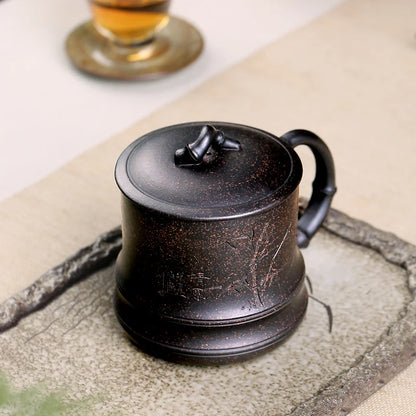 380cc office cup authentic yixing zisha tea cup with lid handmade cup of tea hand carved cups real yixing zisha purple clay new