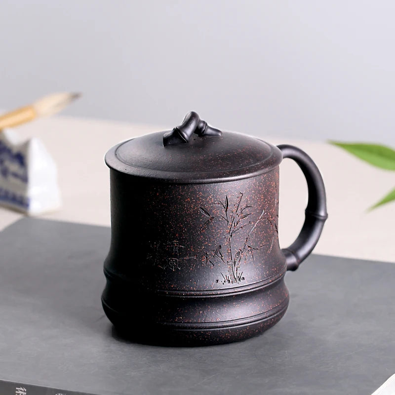 380cc office cup authentic yixing zisha tea cup with lid handmade cup of tea hand carved cups real yixing zisha purple clay new