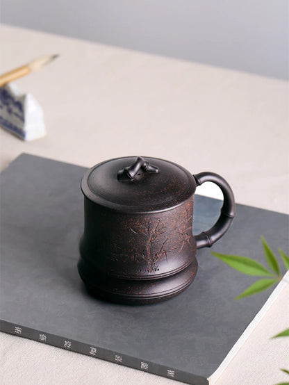 380cc office cup authentic yixing zisha tea cup with lid handmade cup of tea hand carved cups real yixing zisha purple clay new