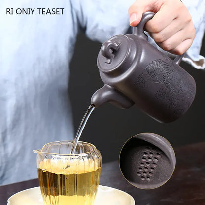 380ml Chinese Yixing Large Capacity Purple Clay Teapots Famous Handmade Tiger Pattern Tea Pot Kettle High-end Zisha Tea Set
