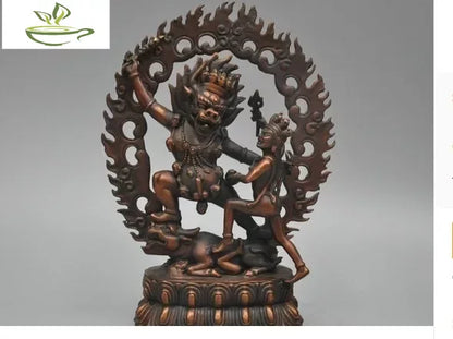 10'' Tibet Yamantaka Buddha Protector Deity Lord Of Hell Escort Bronze Statue