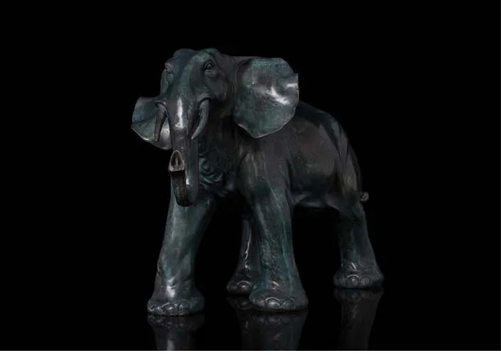 38CM India Thailand HOME OFFICE Ornament efficacious Mascot bring wealth fortune Good luck Retro brass Elephant statue Sculpture