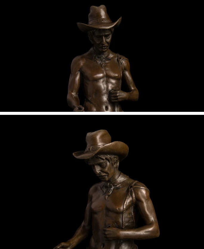 38CM large HOME OFFICE Living Room WINE BAR TOP COOL Ornament  American West Cowboy Hound dog Bronze carving art Sculpture