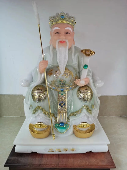 38CM large Southeast Asia God of Wealth High grade Jade Gilding TU DI GONG worship Gods statue HOME shrine altar protection