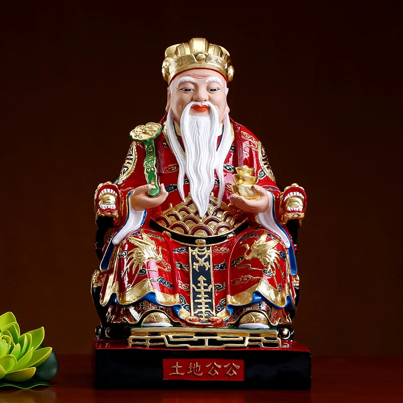 38cm Southeast Asia Company home High grade Buddha statue thriving business Money Good luck CAI SHEN TU DI GONG God of wealth