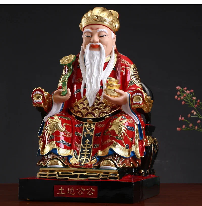 38cm Southeast Asia Company home High grade Buddha statue thriving business Money Good luck CAI SHEN TU DI GONG God of wealth