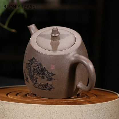 390ml Hand Painted Yixing Purple Clay Teapots Raw Ore Section Mud Retro Tea Pot Home Zisha Filter Kettle Tea Sets Supplies