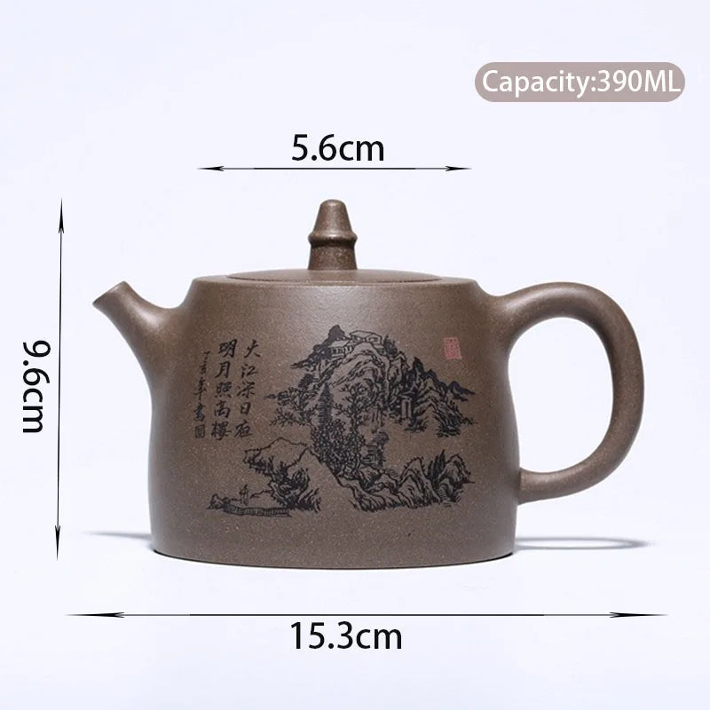 390ml Hand Painted Yixing Purple Clay Teapots Raw Ore Section Mud Retro Tea Pot Home Zisha Filter Kettle Tea Sets Supplies