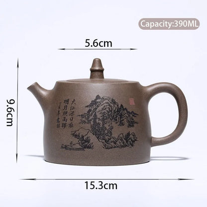 390ml Hand Painted Yixing Purple Clay Teapots Raw Ore Section Mud Retro Tea Pot Home Zisha Filter Kettle Tea Sets Supplies
