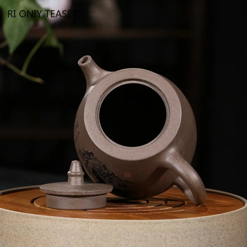 390ml Hand Painted Yixing Purple Clay Teapots Raw Ore Section Mud Retro Tea Pot Home Zisha Filter Kettle Tea Sets Supplies