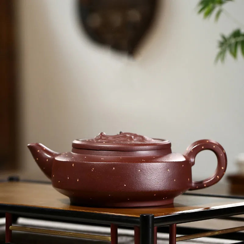 390ml Yixing Purple Clay Teapot Master Hand Carved  Xishi Tea Pot Ball Hole Filter Kettle Chinese Authentic Zisha Tea Set