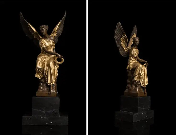 39CM LARGE -TOP COOL HOME OFFCE Christmas  decorative art gift - The Goddesses angel Gold-plated bronze statue sculpture