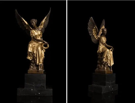 39CM LARGE -TOP COOL HOME OFFCE Christmas  decorative art gift - The Goddesses angel Gold-plated bronze statue sculpture