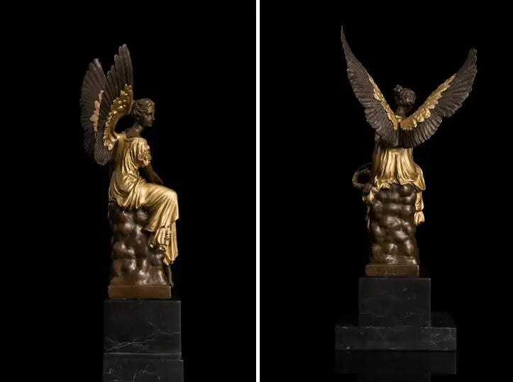 39CM LARGE -TOP COOL HOME OFFCE Christmas  decorative art gift - The Goddesses angel Gold-plated bronze statue sculpture