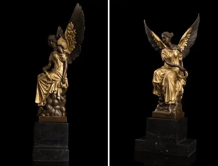 39CM LARGE -TOP COOL HOME OFFCE Christmas  decorative art gift - The Goddesses angel Gold-plated bronze statue sculpture