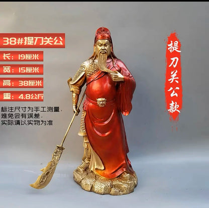 39CM large 2023 HOME Company TOP decoration Recruit money wealth Dispel bad luck COPPER GUAN GONG God of fortune statue