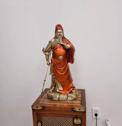 39CM large 2023 HOME Company TOP decoration Recruit money wealth Dispel bad luck COPPER GUAN GONG God of fortune statue