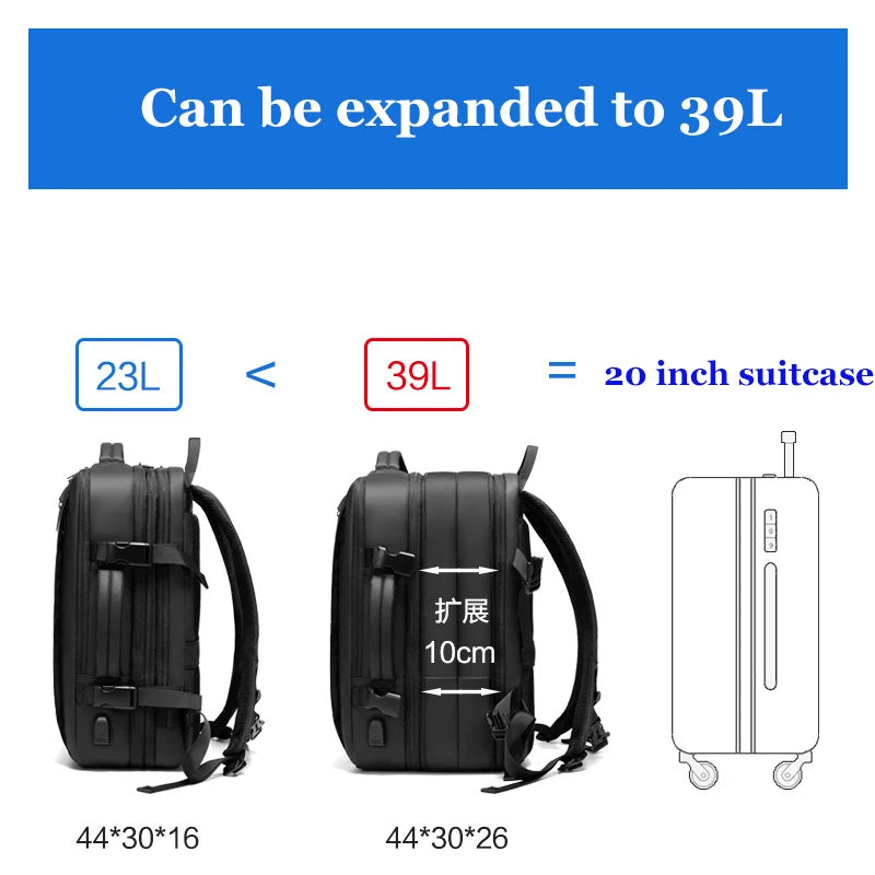 39L Large Capacity Men Backpack Extension Business Laptop Backpack Waterproof Travel Bag school Backpack for outdoor backpack